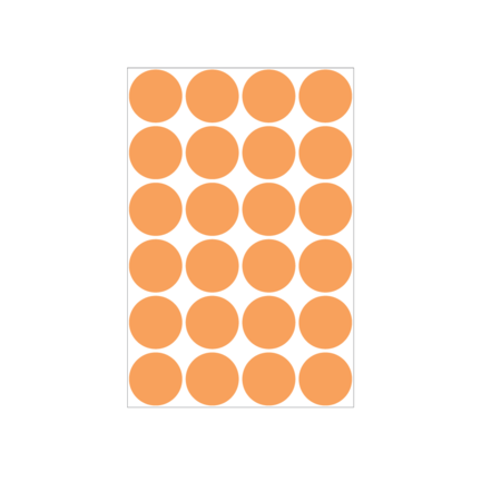 NEVS 1" Color Coding Dots Orange Flr - Sheet Form DOT-10M Orange Flr